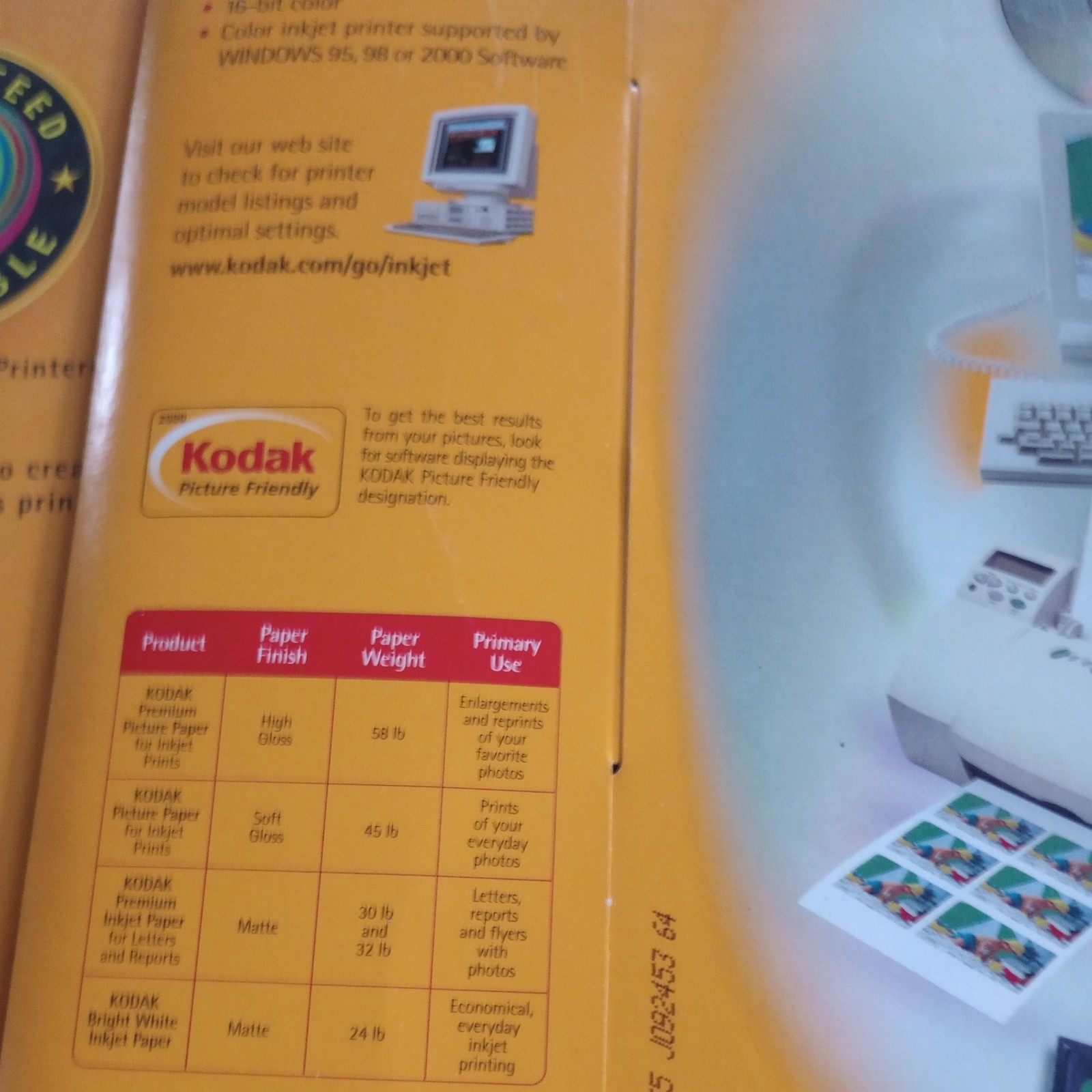 Kodak Wallet Size 2.25 X 3.5” Inkjet Photo High GlossPaper 174 Prints 1 open