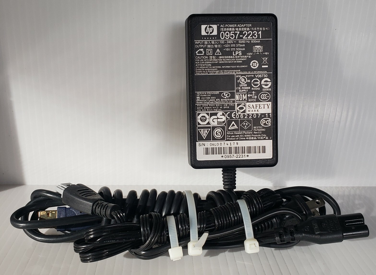 HP 0957-2231 Printer AC Power Supply Adapter Cord & USB Cable C4280 Photosmart