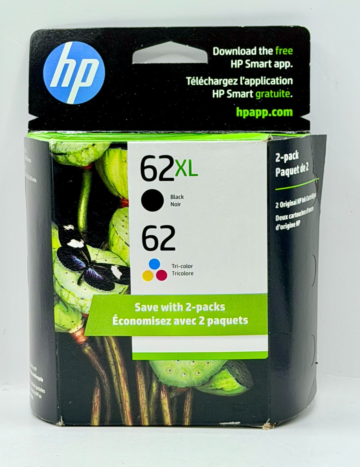 LOT of 2 Genuine HP 62XL Black & 62 Color Ink Combo Packs (Exp 01/2027) – NEW