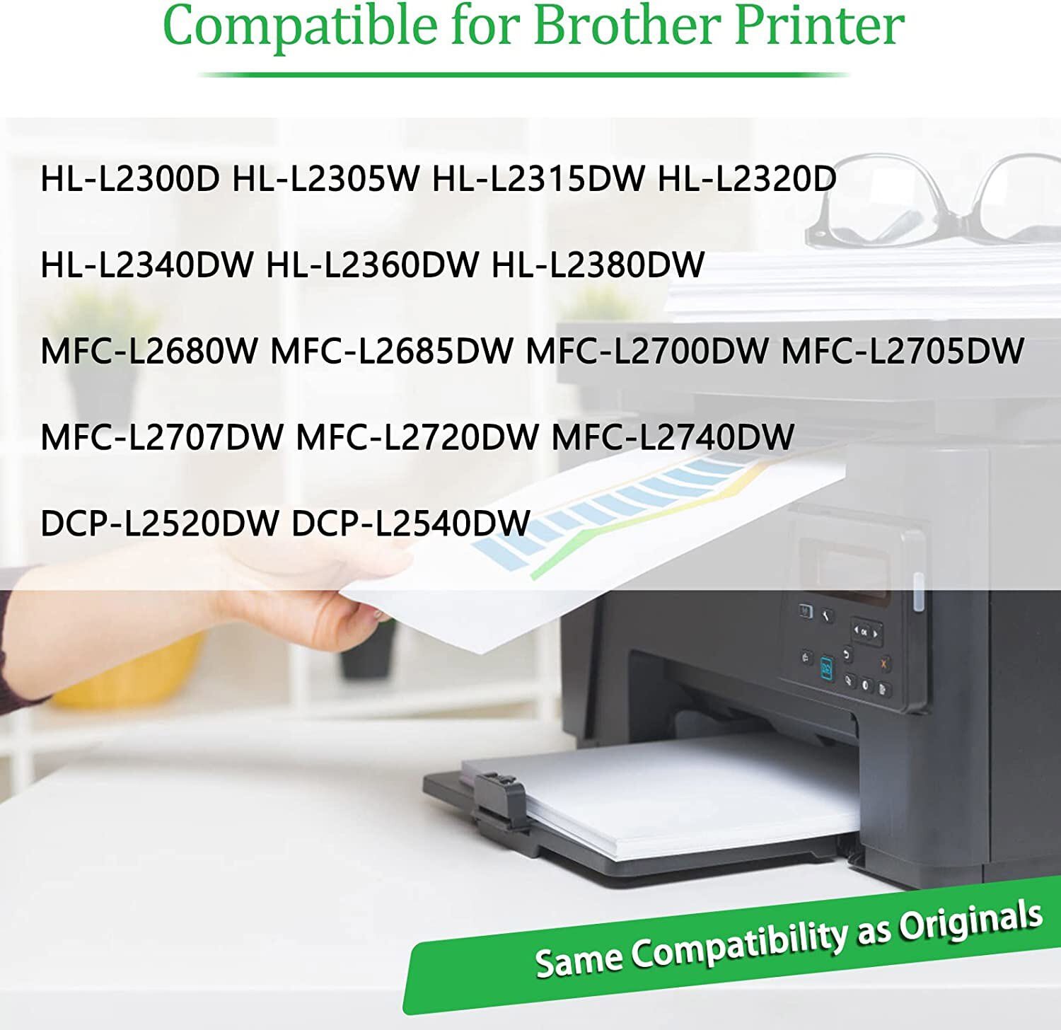 2Pack Drum Unit for Brother DR630 DR660 HL-L2300DW L2320D MFC-L2700DW Printer