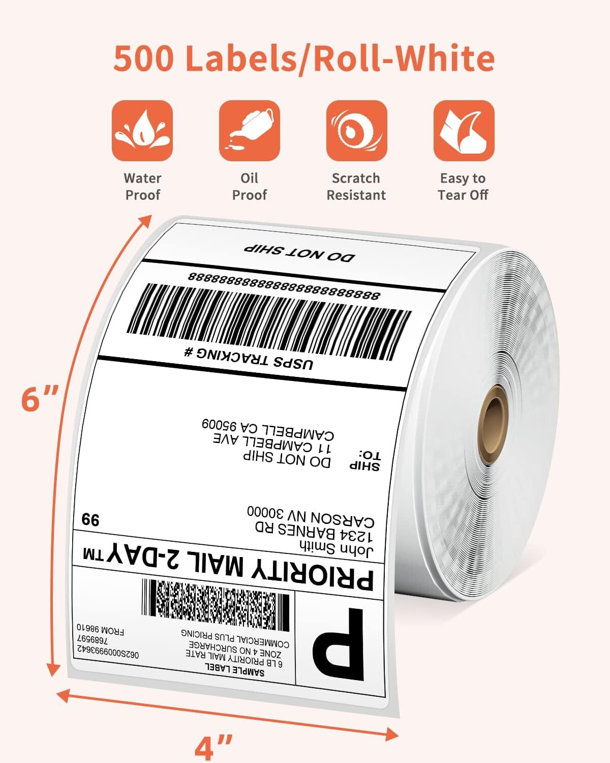 4×6 2×2 3×3 Direct Thermal Shipping Label Self-Adhesive Paper for PM-241BT/D520