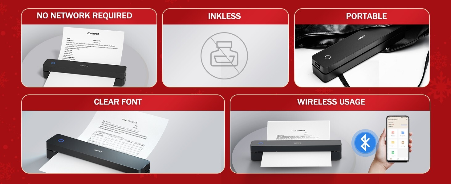 Portable Printer Wireless for Travel, 8.5″ X 11″ US Letter Thermal Inkless BT