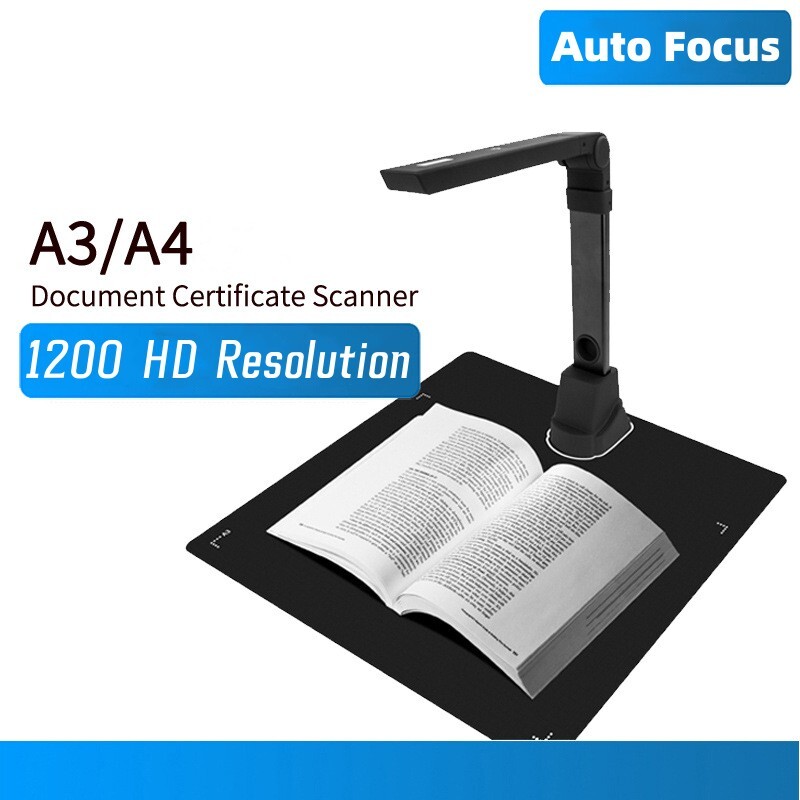 USB Smart Document Book Scanner OCR Auto-Flatten&Deskew 12MP Camera Capture A3