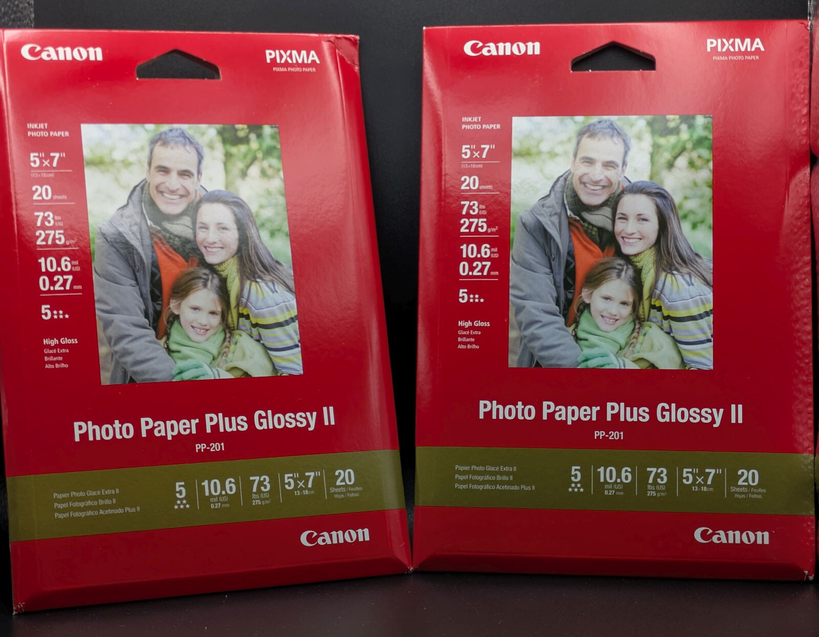 Canon Photo Paper Plus Glossy II 2 5″x7″ 20 Sheets PP-201 73LBS 2-PACK NEW 40pgs