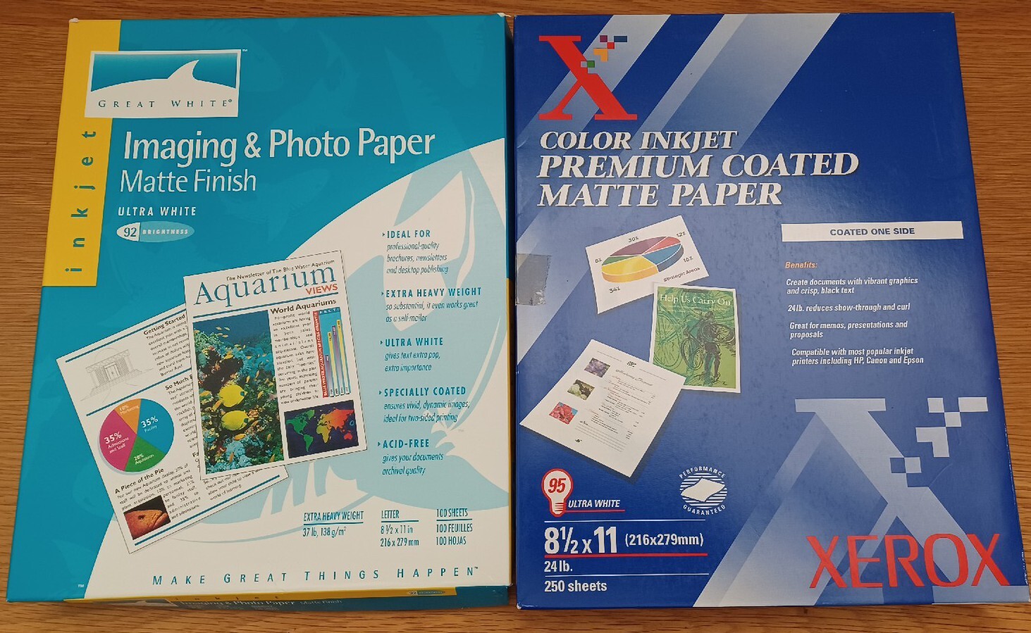 Great White Ultra Heavy & Xerox Premium Coated Matte Photo Paper 8.5×11″ 350+she