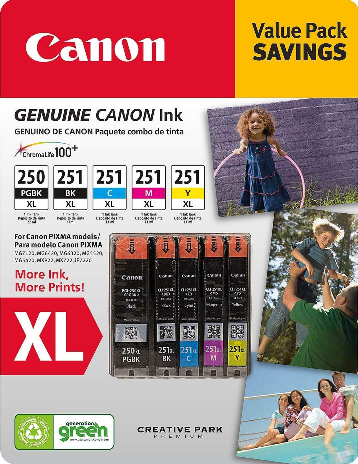 New Genuine Canon PGI-250XL CLI-251XL Black Color 5PK Ink Cartridges