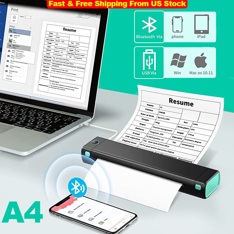 Phomemo M08F A4 Bluetooth Portable Thermal Printer -Android iOS Phone Laptop Lot