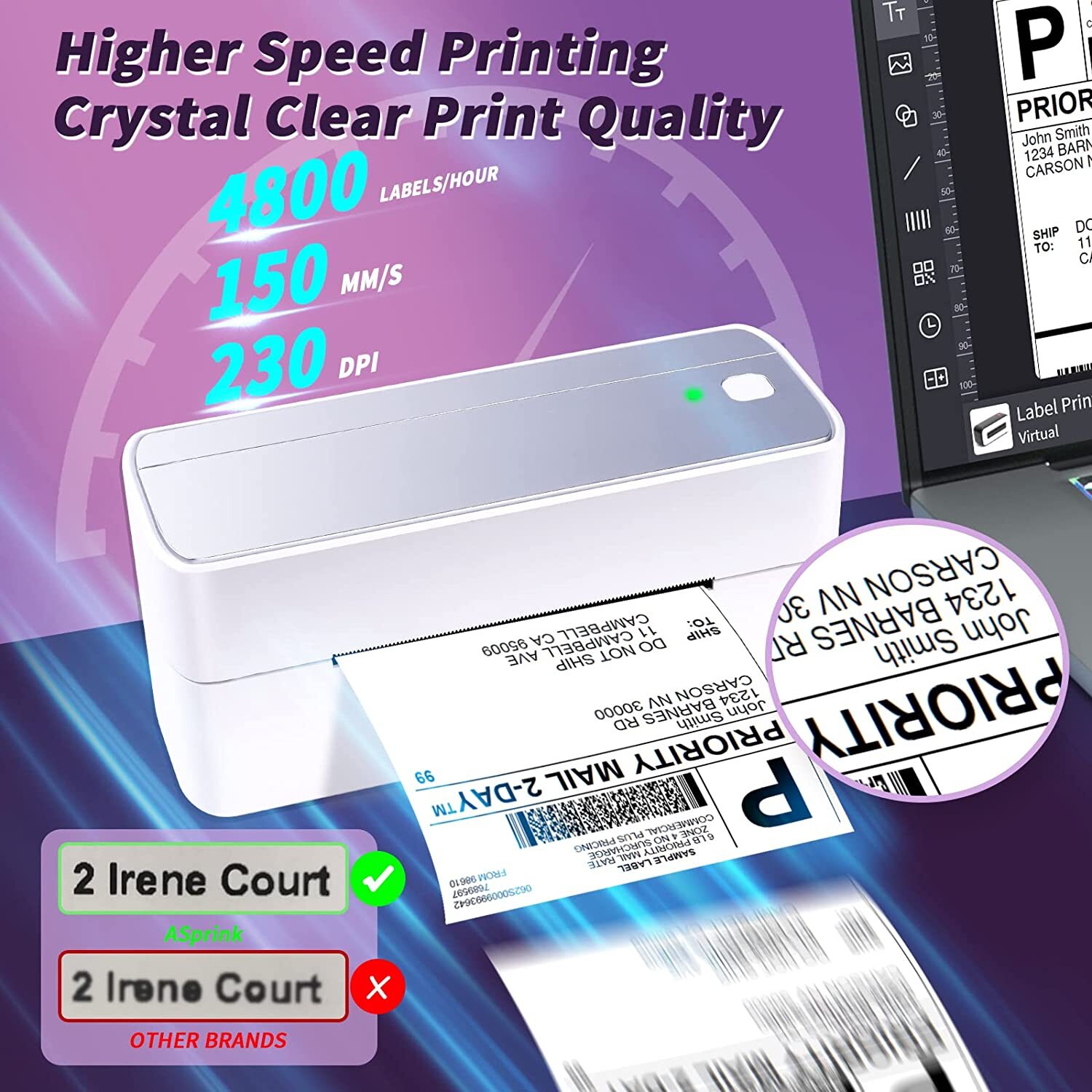Bluetooth Thermal Shipping Label Printer – Portable Thermal Label Printer for