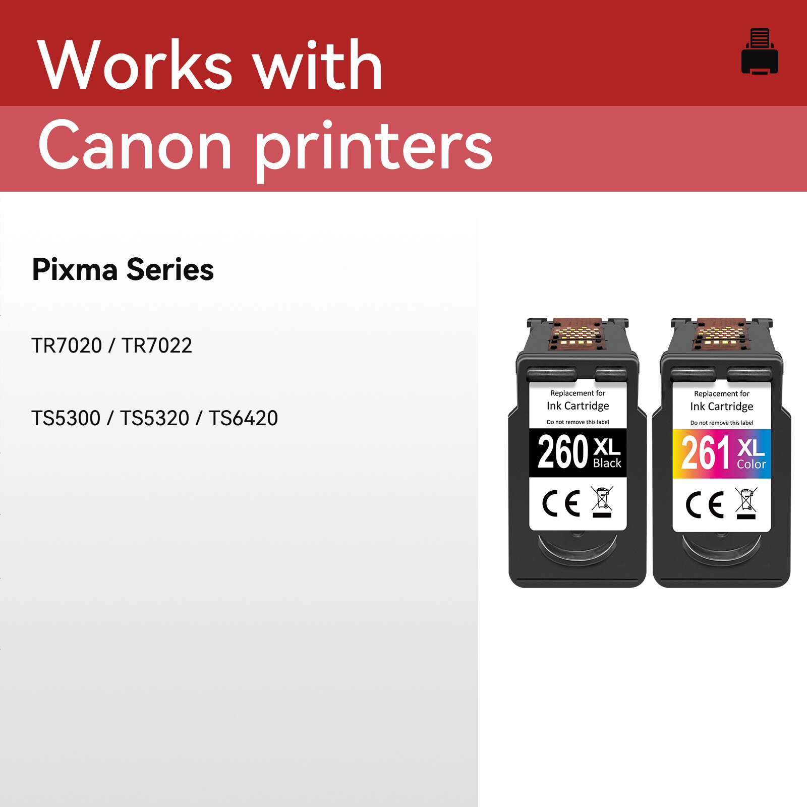 PG-260XL CL-261XL Ink Cartridges for Canon Pixma TS6420a TR7020 TR7022a Printer