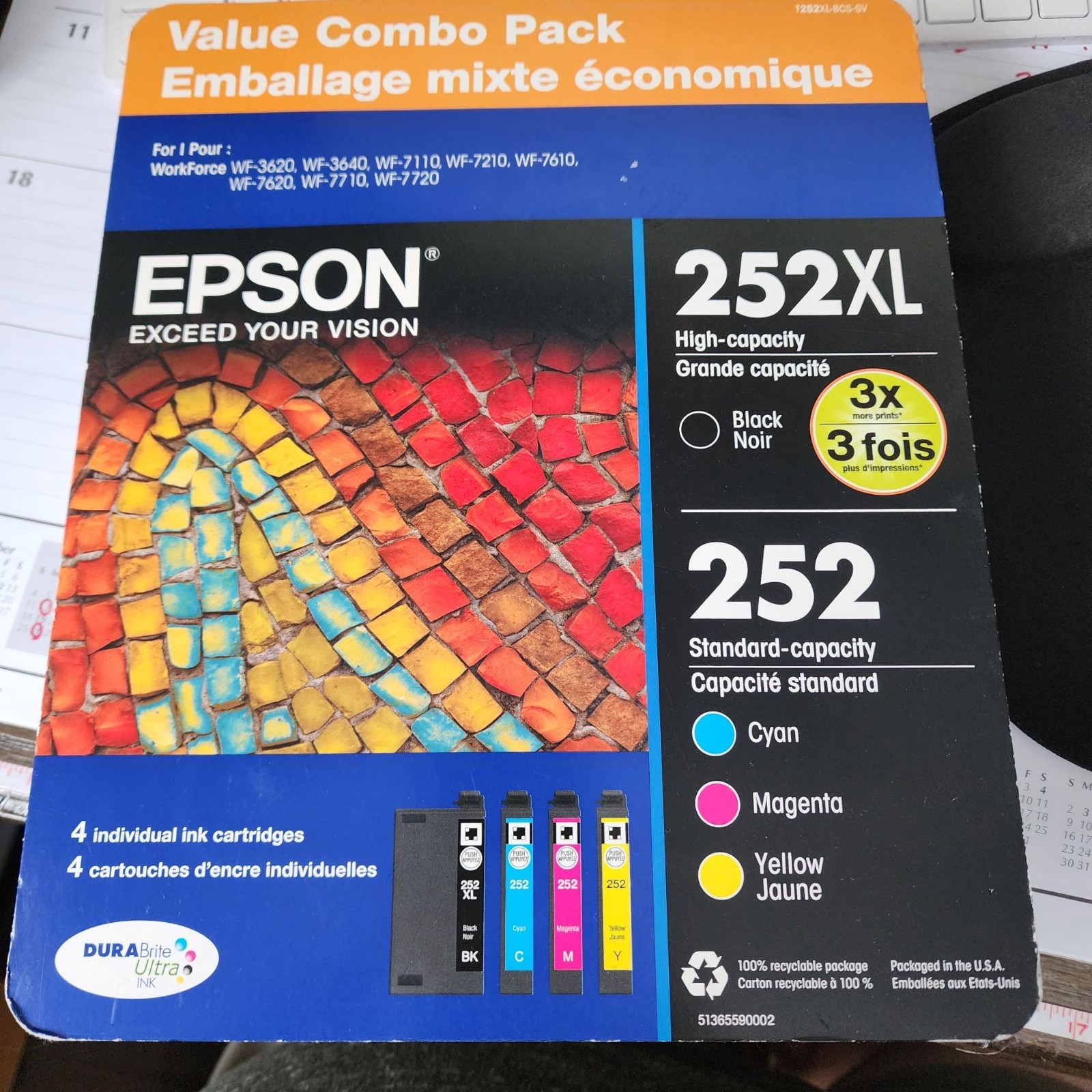 Epson 252XL/252 T252XL-BCS Black/Tri-Color Ink Cartridge OEM Genuine EXPIRED 202