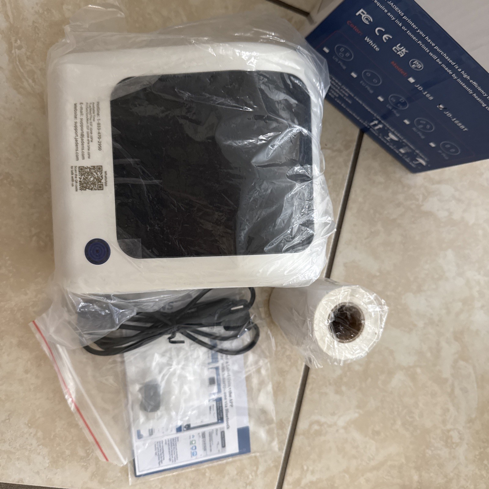 Jadens JD 168 Hard Wired Thermal Label Printer Great Working Condition + Paper