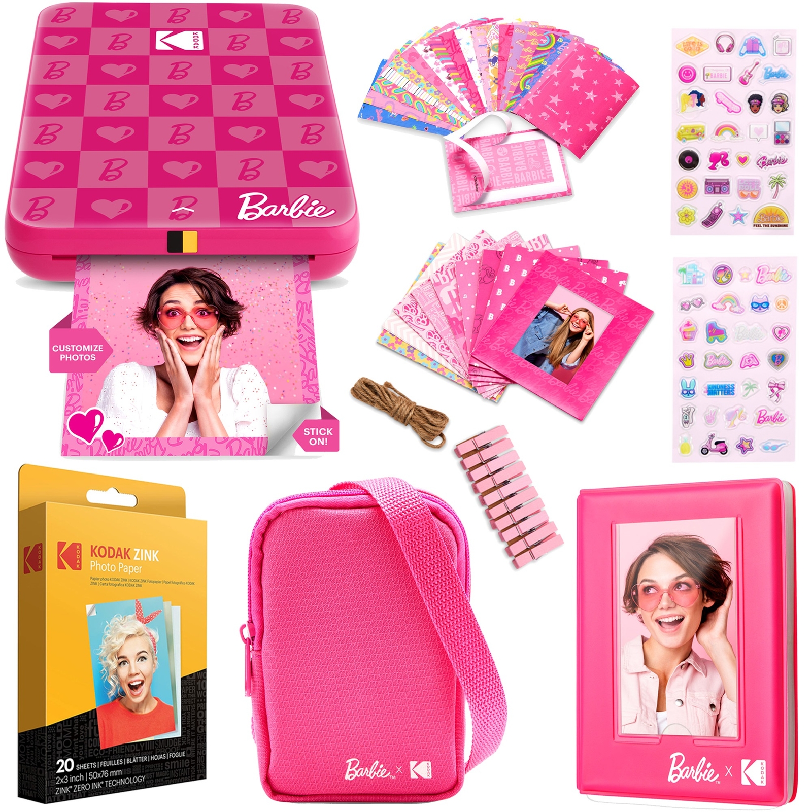 Kodak x Barbie Step Slim Instant Photo Printer, Case, Paper & More – Gift Bundle