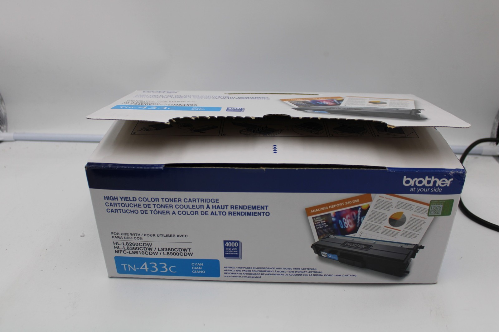 Brother TN433C High-Yield Toner Cartridge – Cyan. new open box
