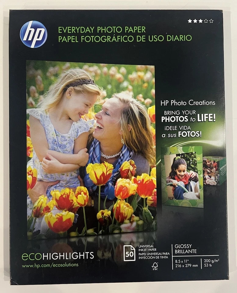 HP Everyday Photo Paper GLOSSY 8 1/2″ x 11″ 50 Sheets Photo Paper