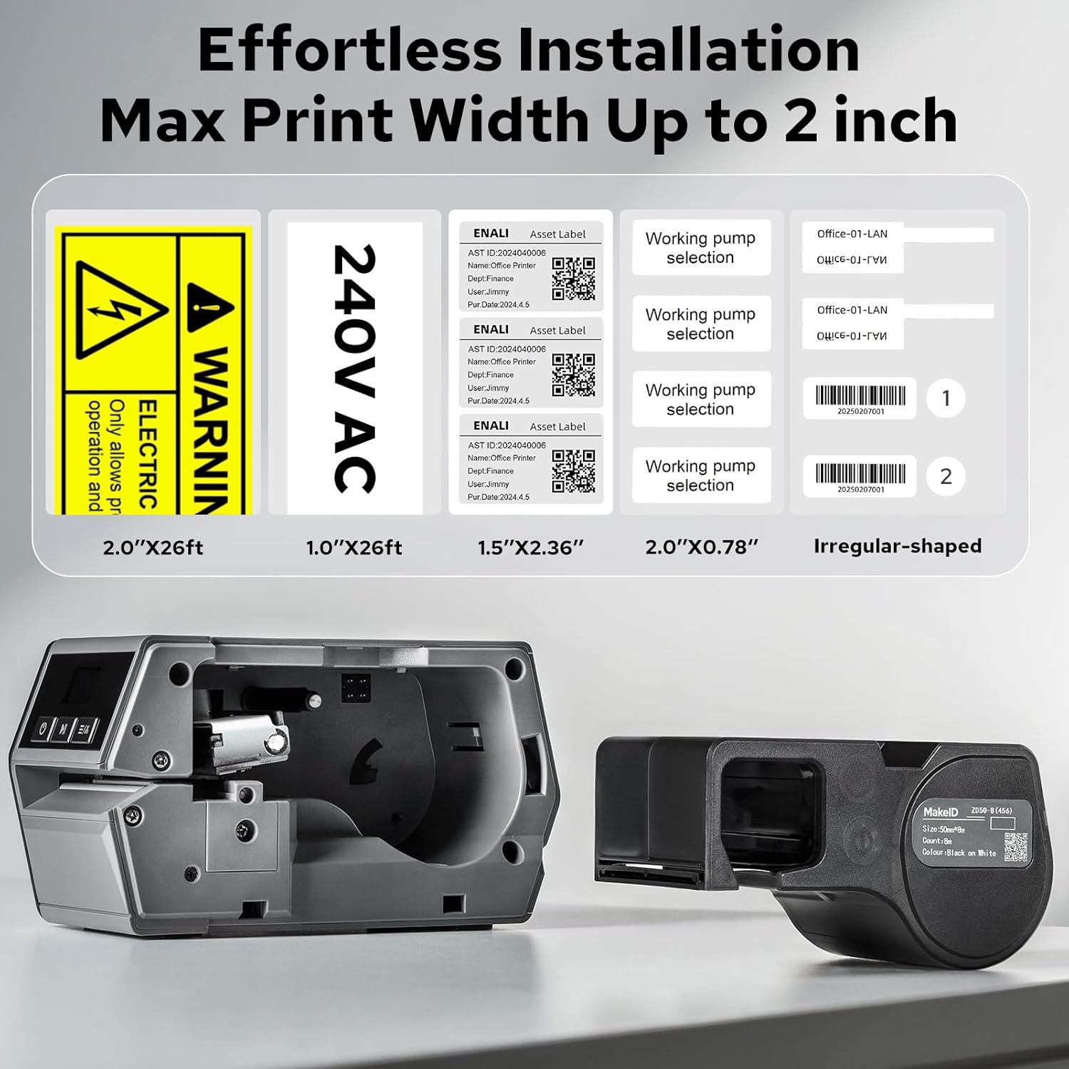 D50 Industrial Label Printer – Heavy-Duty, Mobile & PC Compatible, 2600mAh Batte
