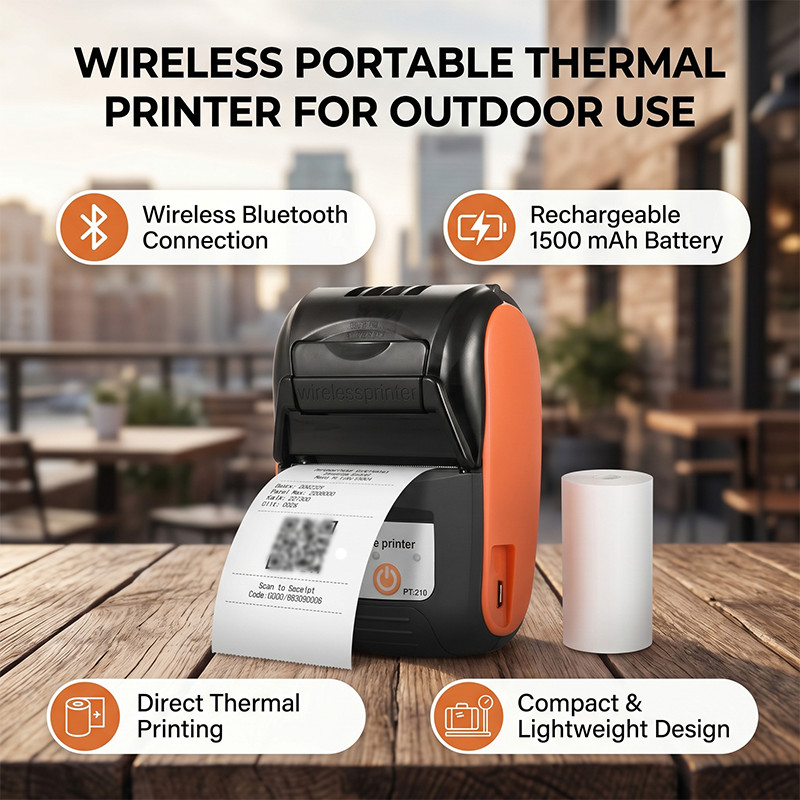 Thermal Receipt Printer 80mm/s Fast Printing Portable Bluetooth Ticket Printer 2
