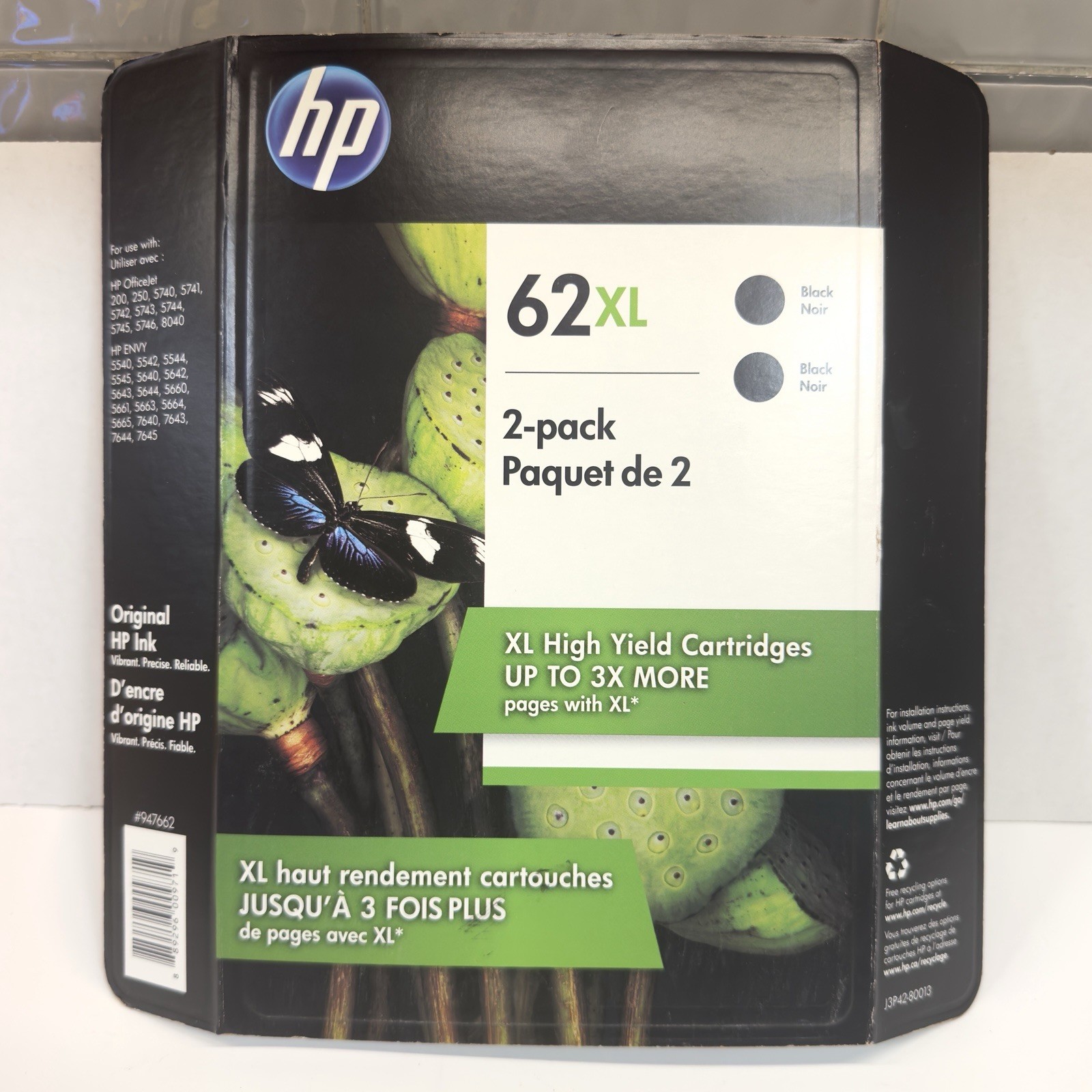 HP 62XL 2 Black Ink Cartridge C2P05AN OEM Sealed Expired 1/2021