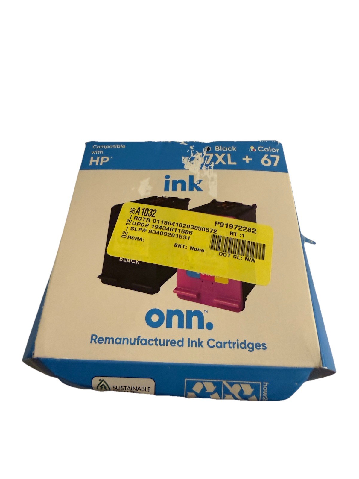 Onn. Ink Cartridges Black 67 XL, Color 67. OPEN BOX. Exp. 11/2026