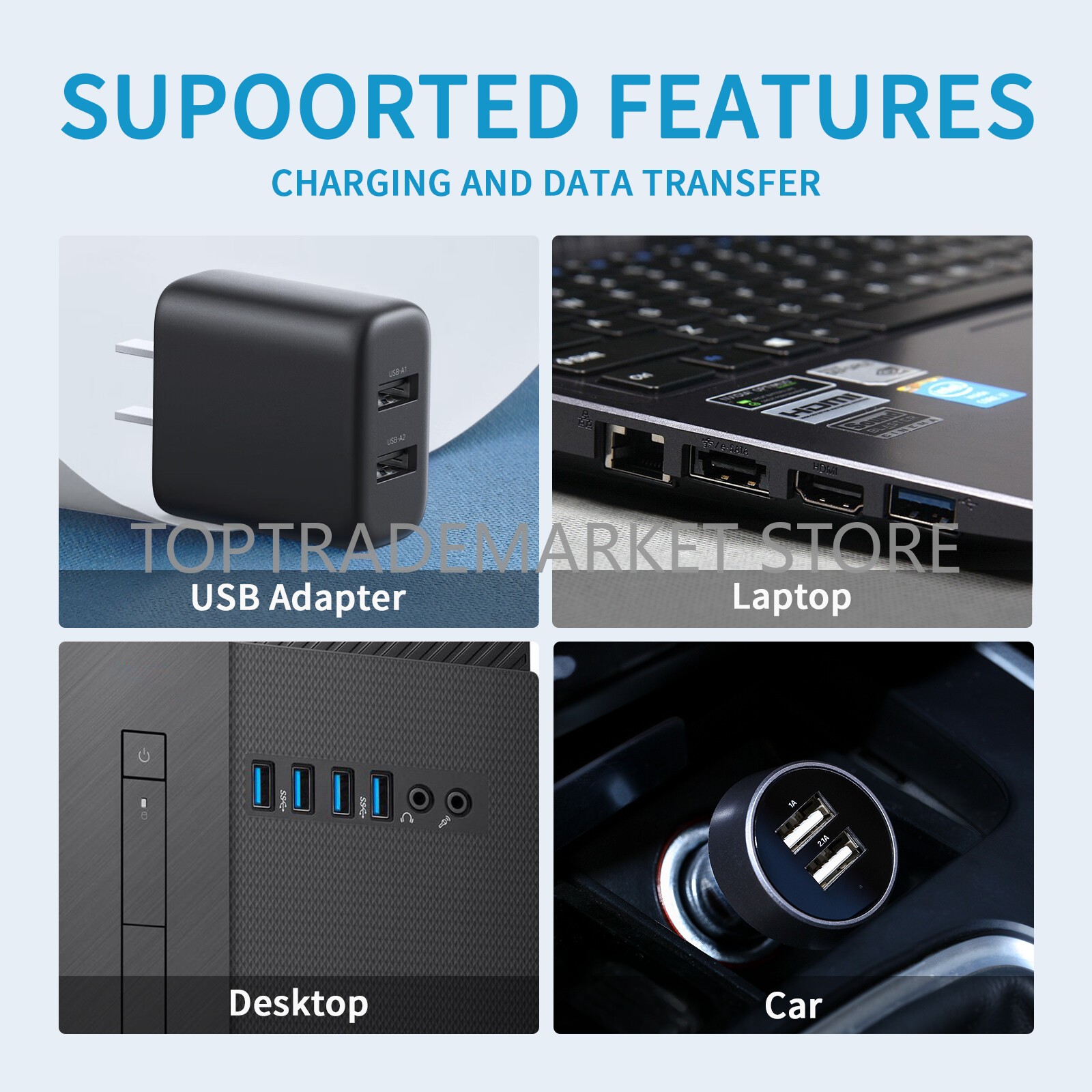 USB Client DATA Comm & Power Charging Cable for Zebra Motorola TC70 TC75 TC72 77