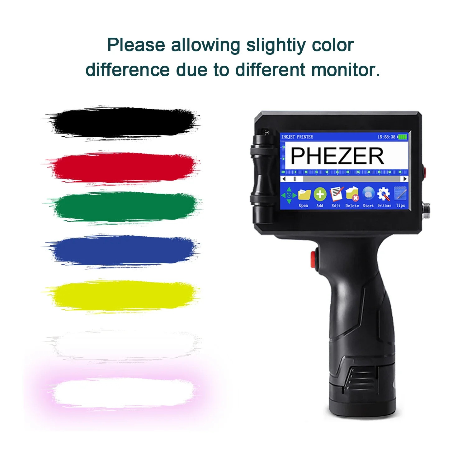 For Hp 12.7mm Label Printer Batch Code Date Number QR Bar Logo Expiry P15 Hand