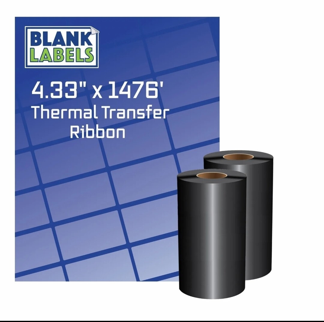 4.33 x 1476 Thermal Transfer Ribbon 110×450 Wax 12 rolls Compatible with Zebra