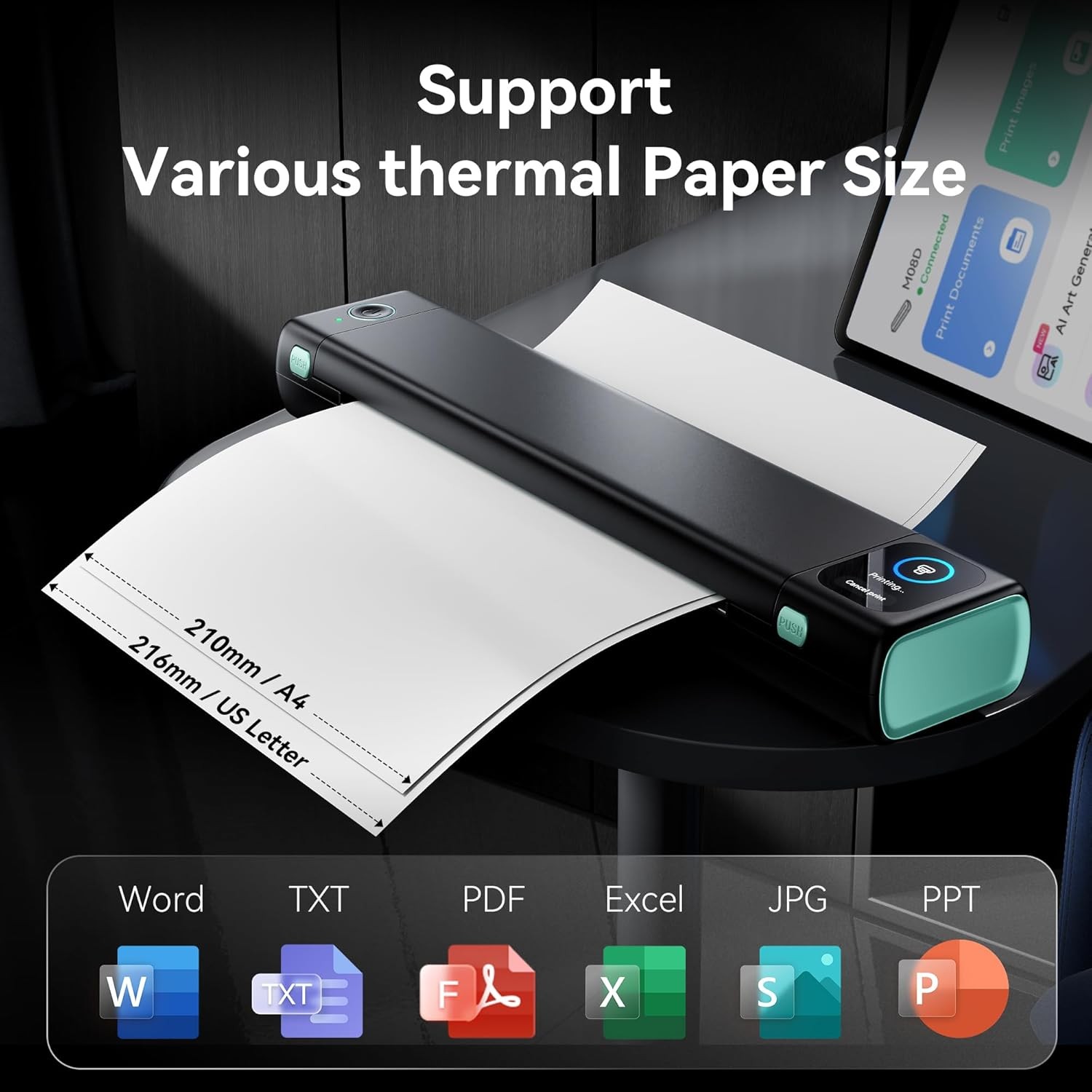 Upgraded Phomemo M08D Portable Printer with Touchscreen Thermal Inkless Printer