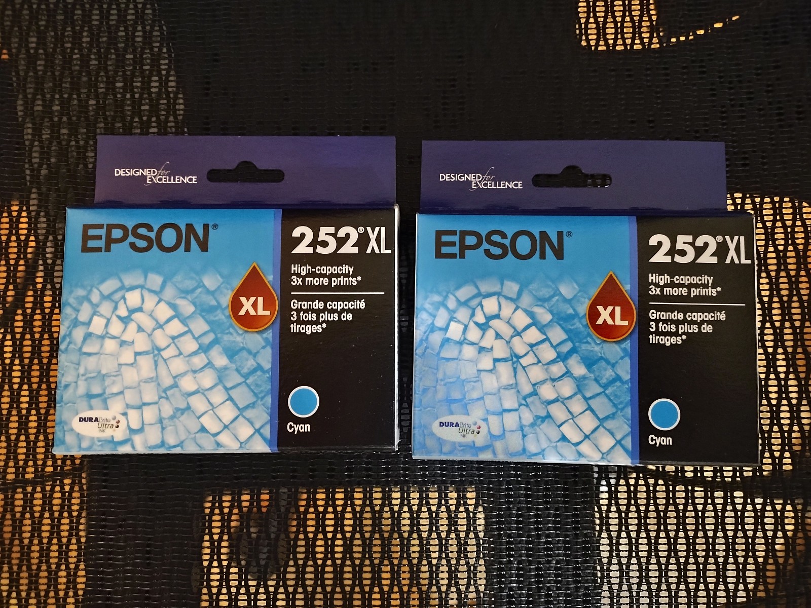 2028 GENUINE LOT 2 EPSON #252XL CYAN INK 252 XL WORKFORCE WF-3620 WF-7610 7720