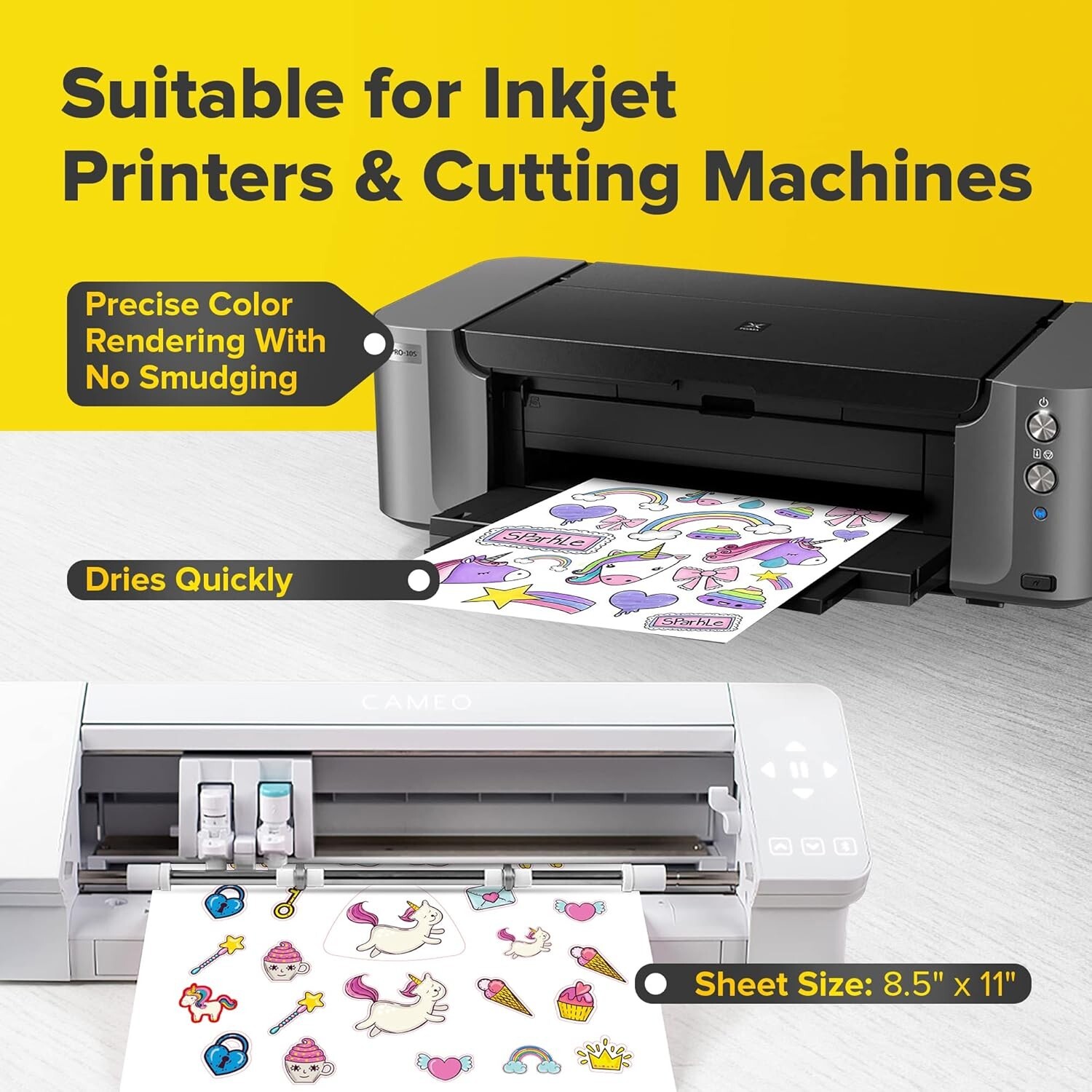 200 Sheets 8.5″x11″ Ink Jet Printable White Glossy Vinyl Sticker PP by Sihl