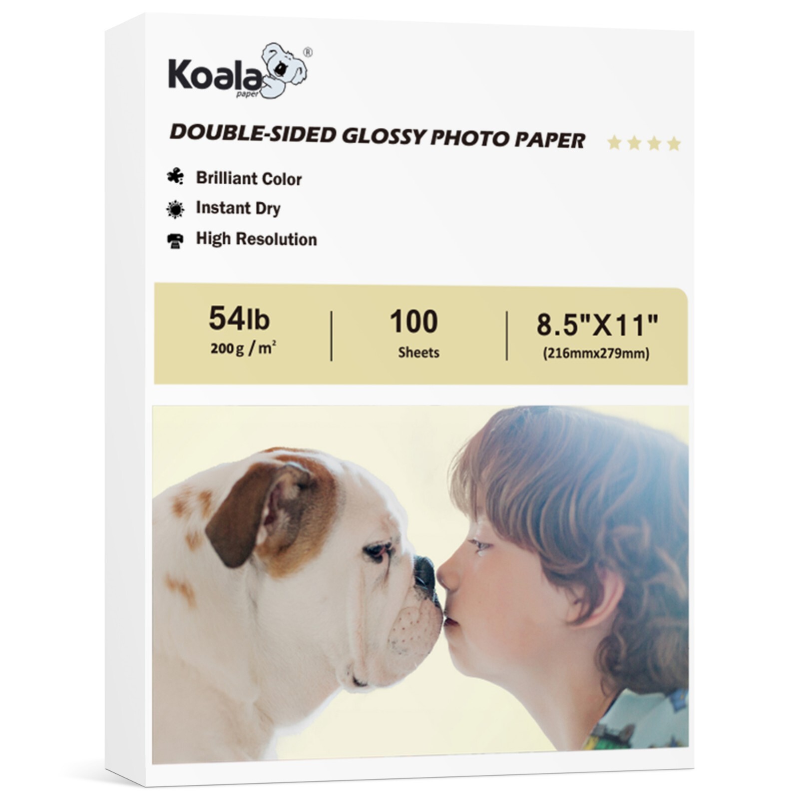 Koala Double Sided Glossy Photo Paper 8.5×11 54lb 200gsm Inkjet Printer HP Epson