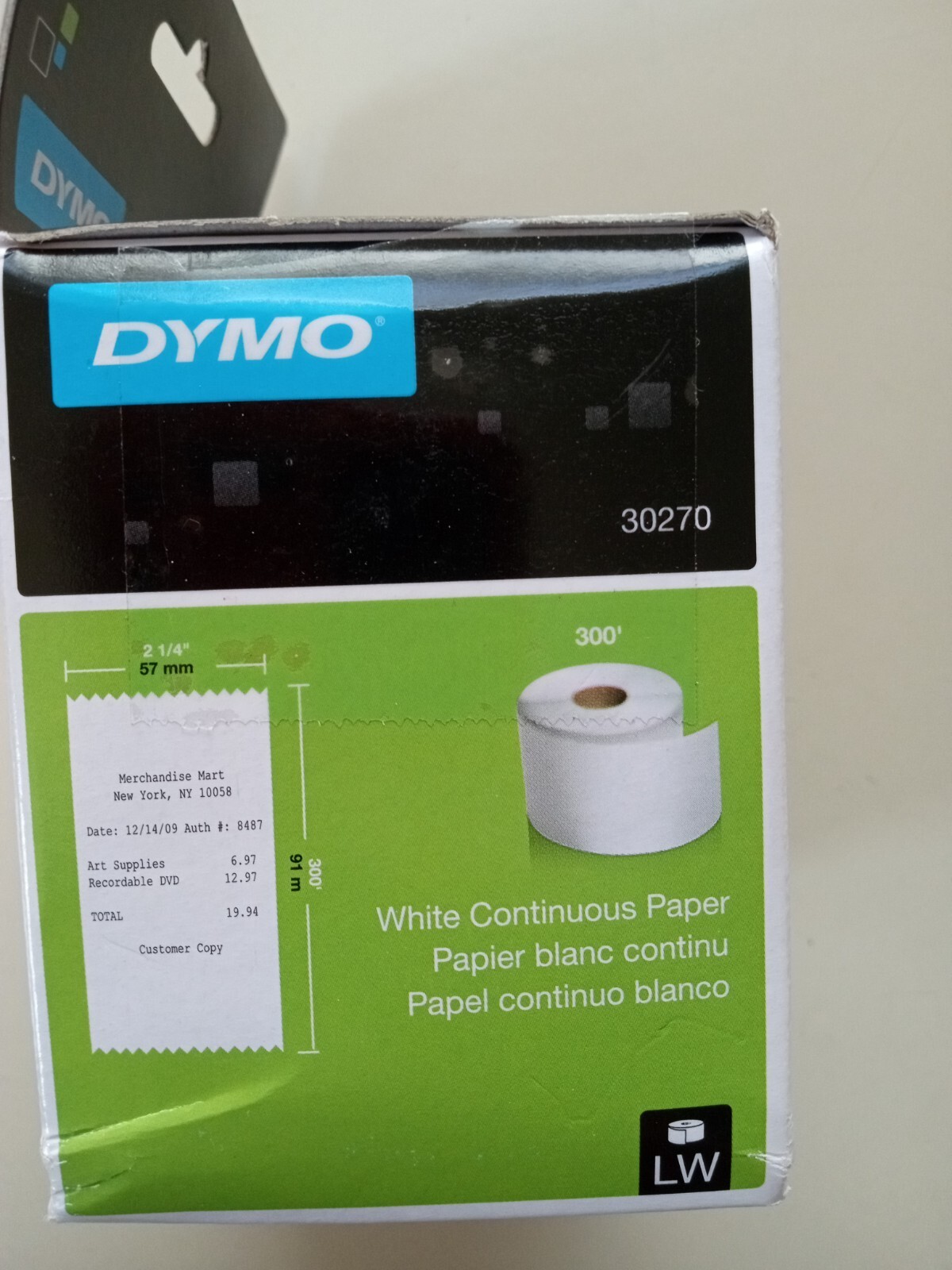 DYMO LabelWriter Continuous-Roll Receipt Paper 2-1/4″ x 300 White 30270
