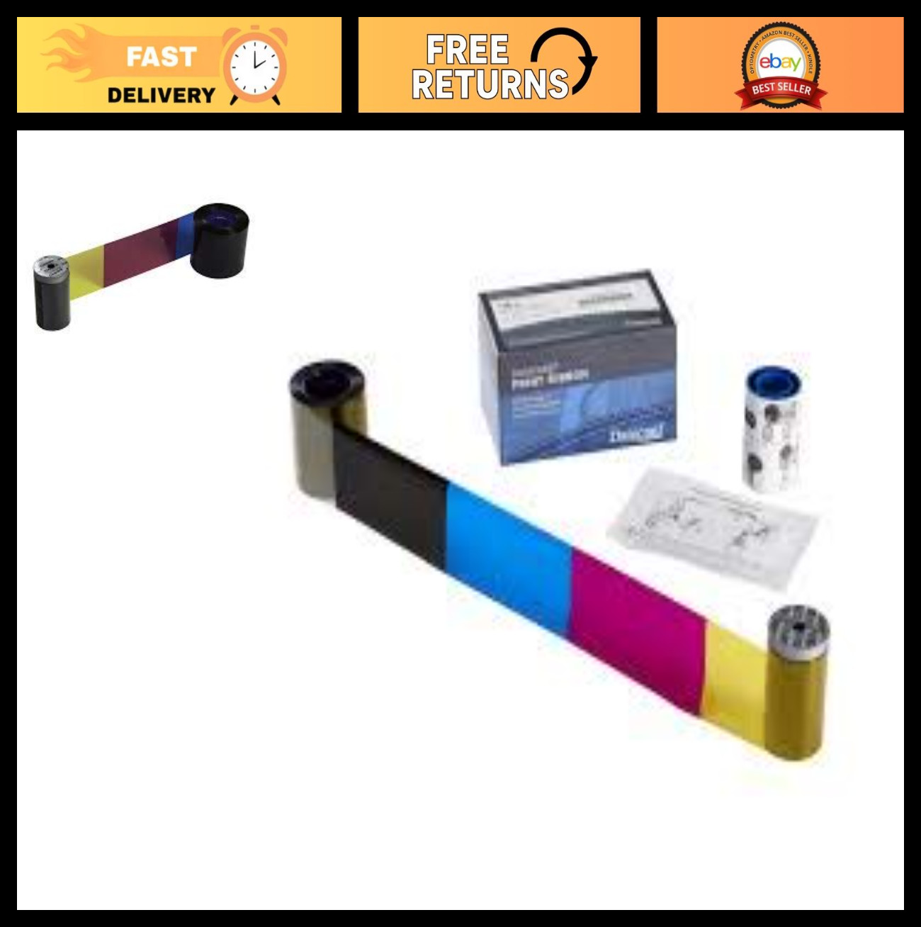 YMCKT Color Ribbon for CD800 Printer – 500 Images, High-Quality Printing Supplie