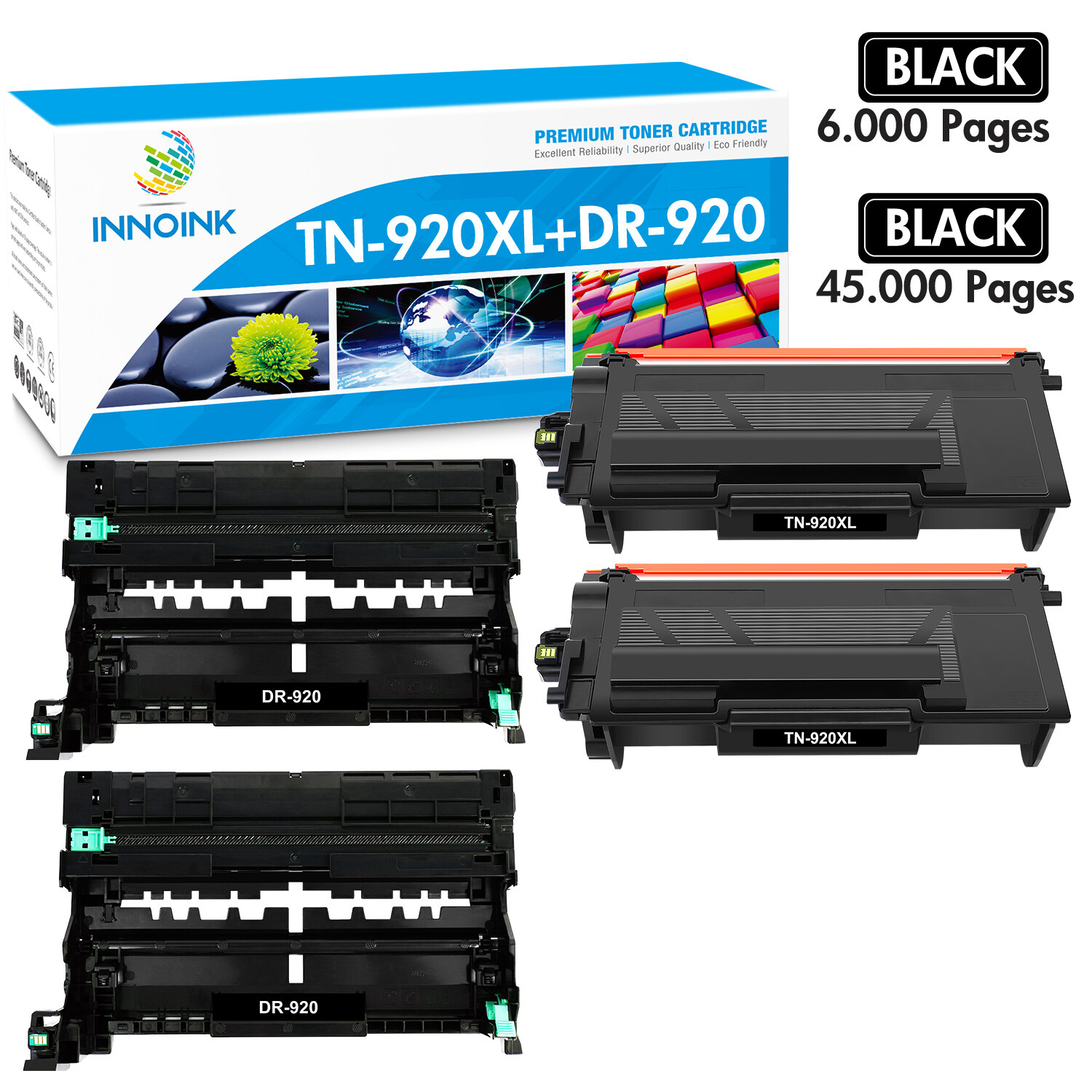 2 TN920XL Toner+2 DR920 Drum Unit for Brother HL-L6210DWT HL-L6217DW HL-L6217DW