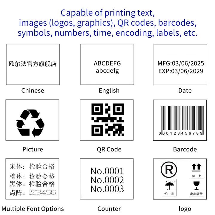 Portable Handheld 12.7MM TIJ Inkjet Printer for Date Barcode QR Code Label
