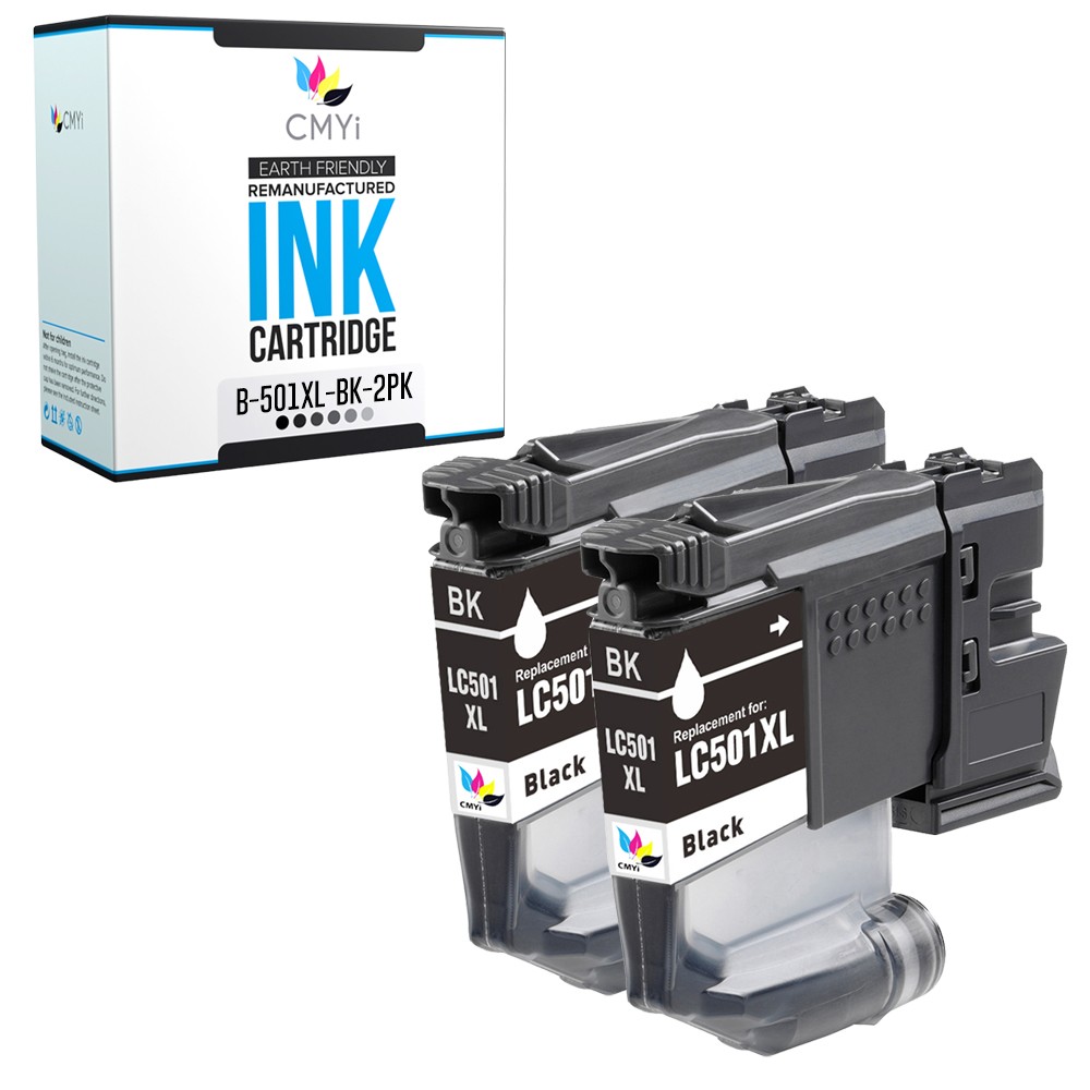 2PK Compatible LC501XLBK Ink Cartridges fits Brother MFC-J1260DW J1360DW J1410DW