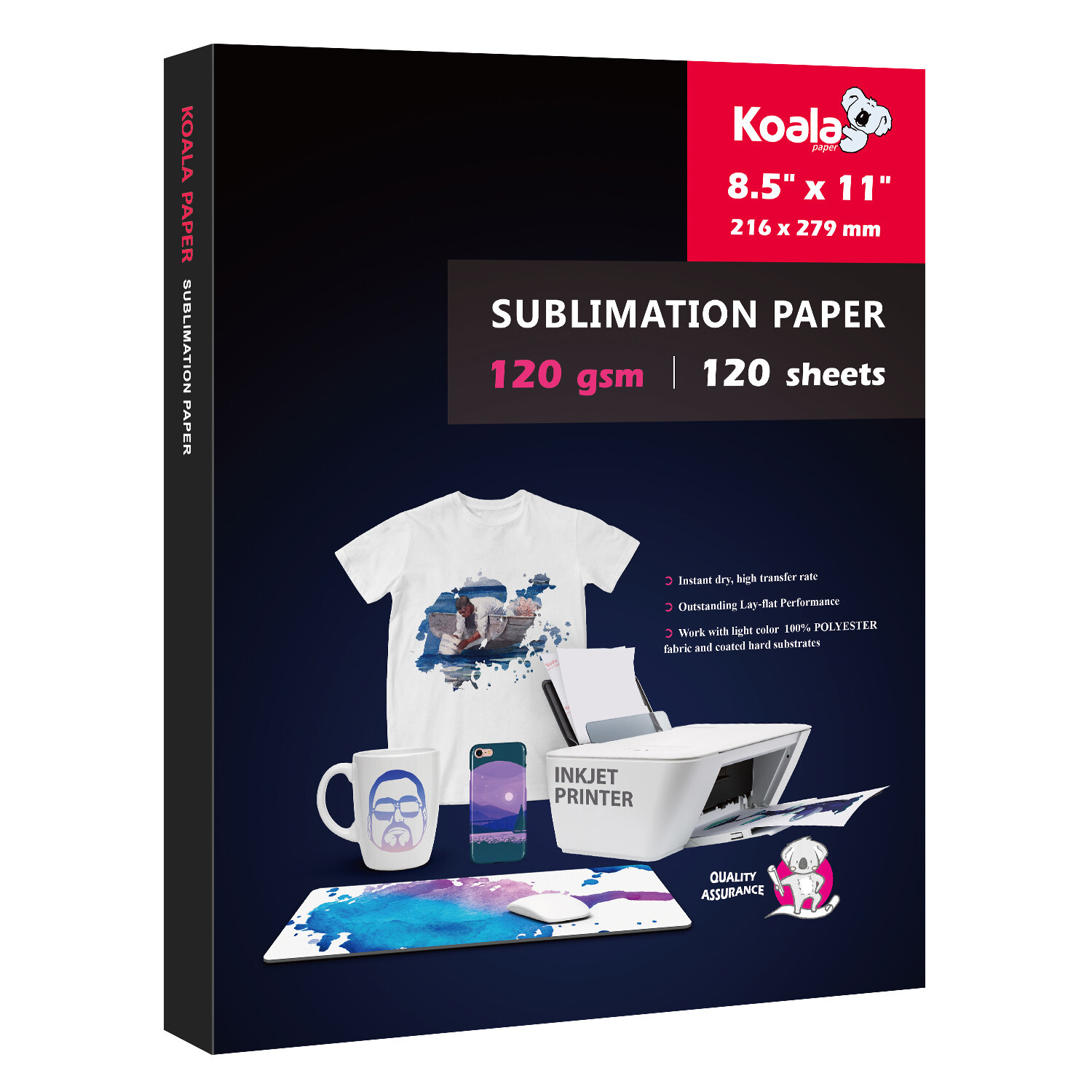 Koala Sublimation Paper and Ink Bundle with Sublimation Printer Head Cleaner Kit