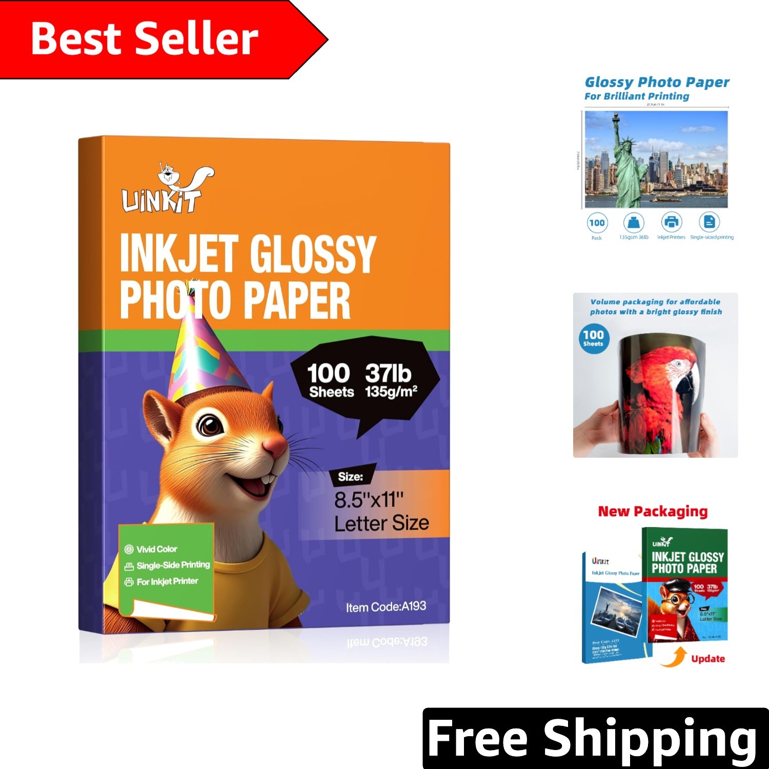 Eco-Friendly 100 Sheets Thin Glossy Paper – Perfect for Inkjet Printing Needs