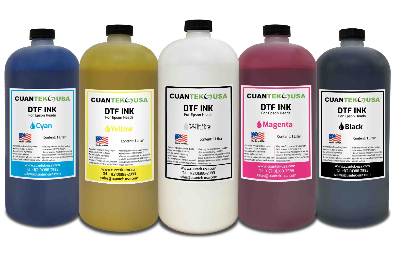 DTF Inks 1Liter for Epson XP600 i3200 heads HJD STS Direct to film MADE IN USA