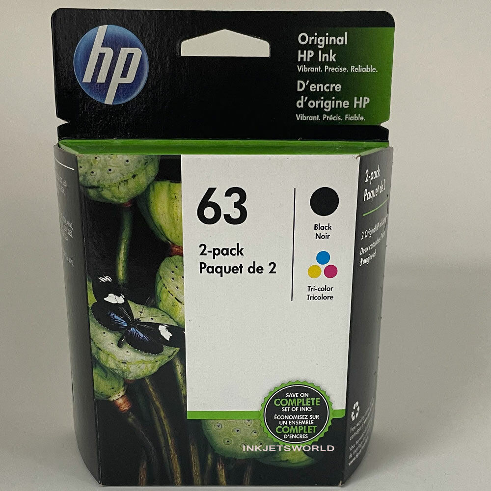 HP 63 Genuine Black Color Ink Cartridges Combo 2 Pack New