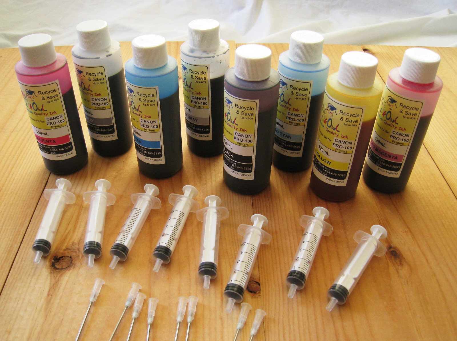 Canon PIXMA PRO-100 printer CLI-42 refill ink kit 8 – 120ml w/20-25ml ink used