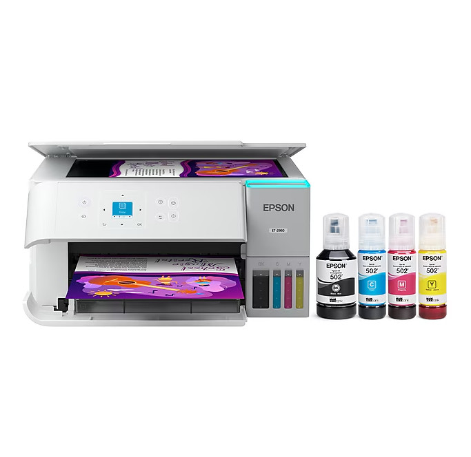 Epson EcoTank ET-2980 Wireless All-in-One Color Supertank Printer, White (C11CL4