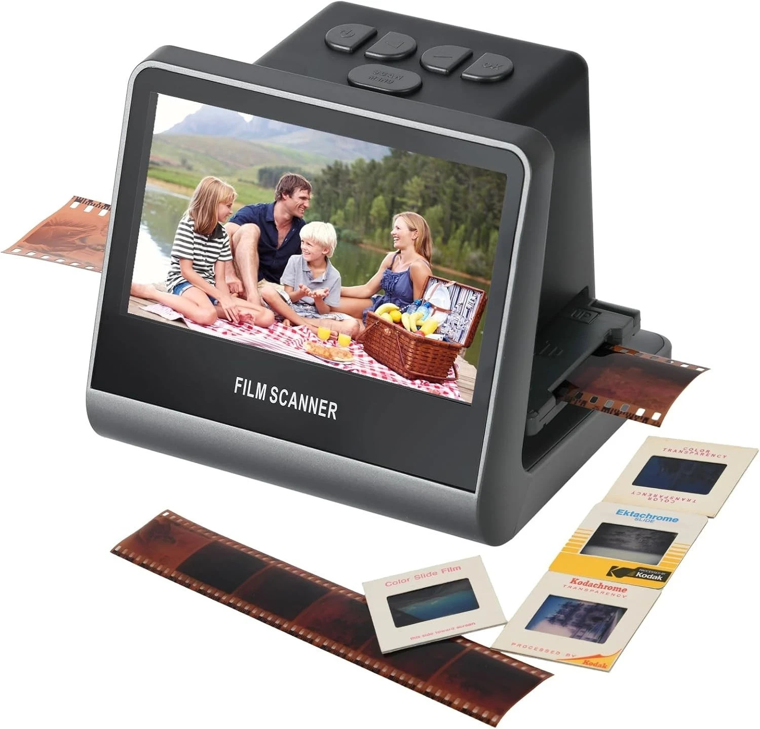 22MP Film & Slide Scanner, 5″ LCD, Built-in Memory 16GB – Black [New]