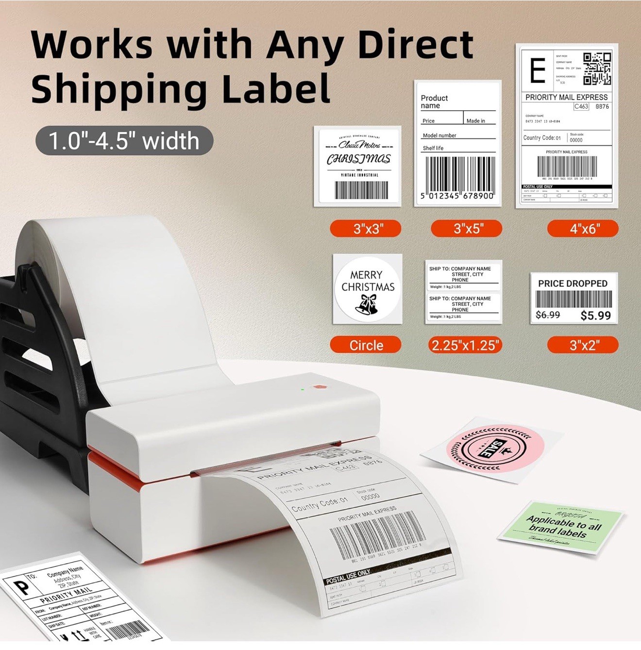 ORGSTA Thermal Shipping Label Printer USB 4×6 Barcode Labels for USPS UPS FedEx