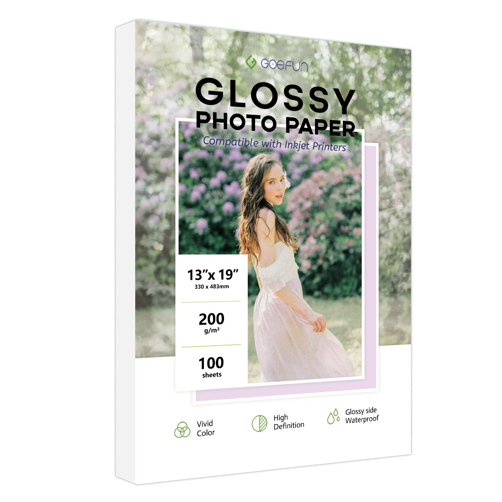 100 Sheets 13×19 Photo Paper Glossy 200GSM 54LB for Inkjet Dye Ink Printer