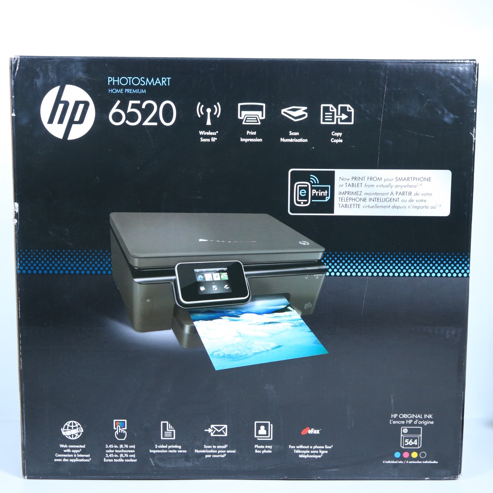 HP Photosmart 6520 All-in-One Printer Scanner Wireless Color Display New Open Bx
