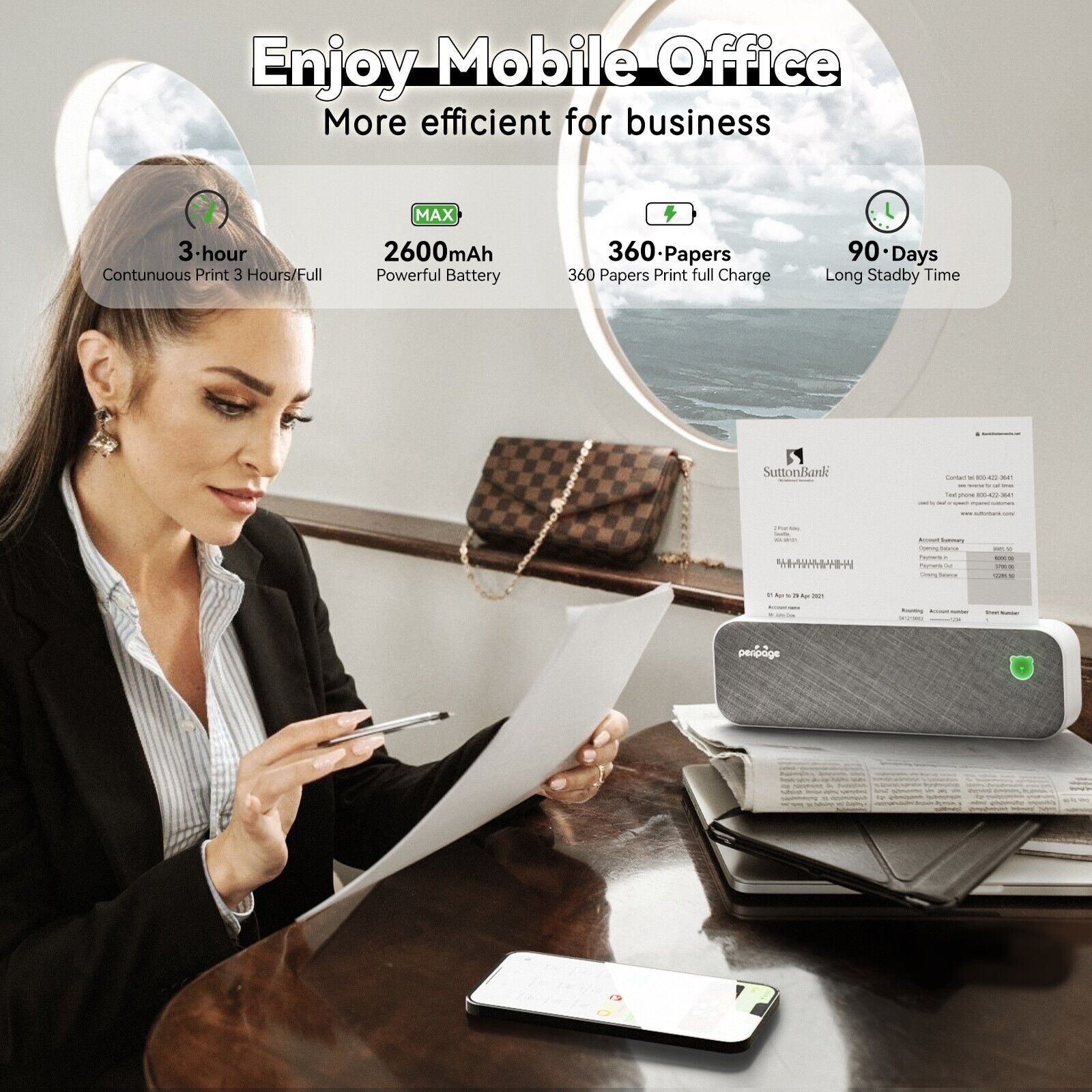 Peripage A40 Thermal Wireless Printer – Portable Inkless Printer (Grey) -203DPI
