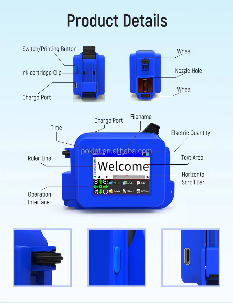 PRINT PEAK Mini PrintPeak Handheld Inkjet Printer – Perfect for Curved Surfaces