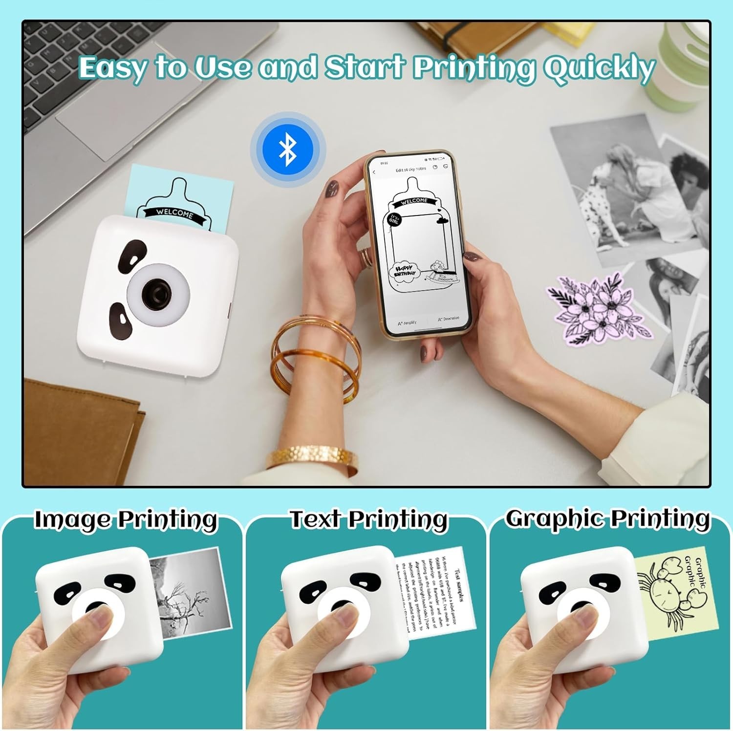 TP6S Mini Sticker Printer – 300DPI Thermal Pocket Printer for Creative Tasks