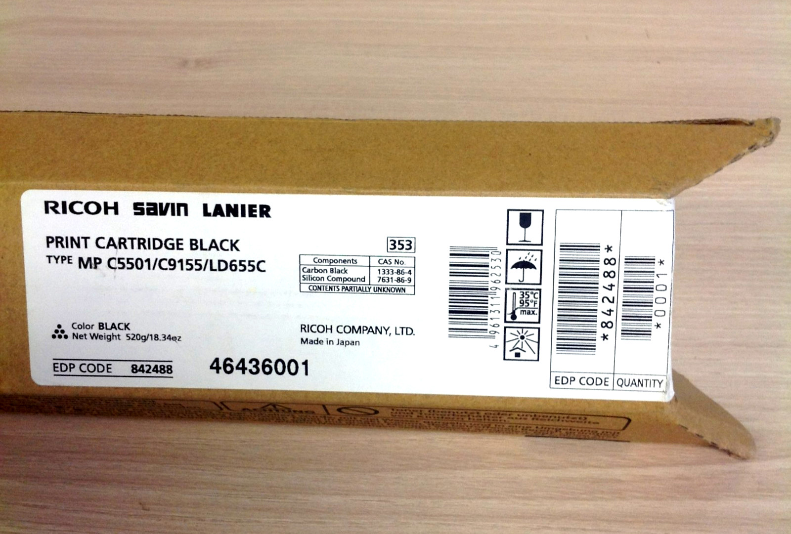 Genuine Ricoh Savin Lanier 842488 (841452) Black Toner MP C5501 C9155 LD655C NEW