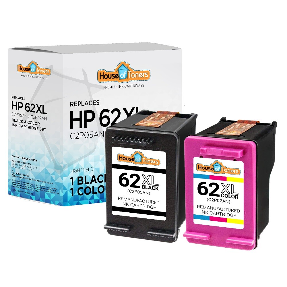 For HP 62XL (C2P05AN) Black 62XL C2P07AN Color Ink for HP ENVY 5660 7640 Lot
