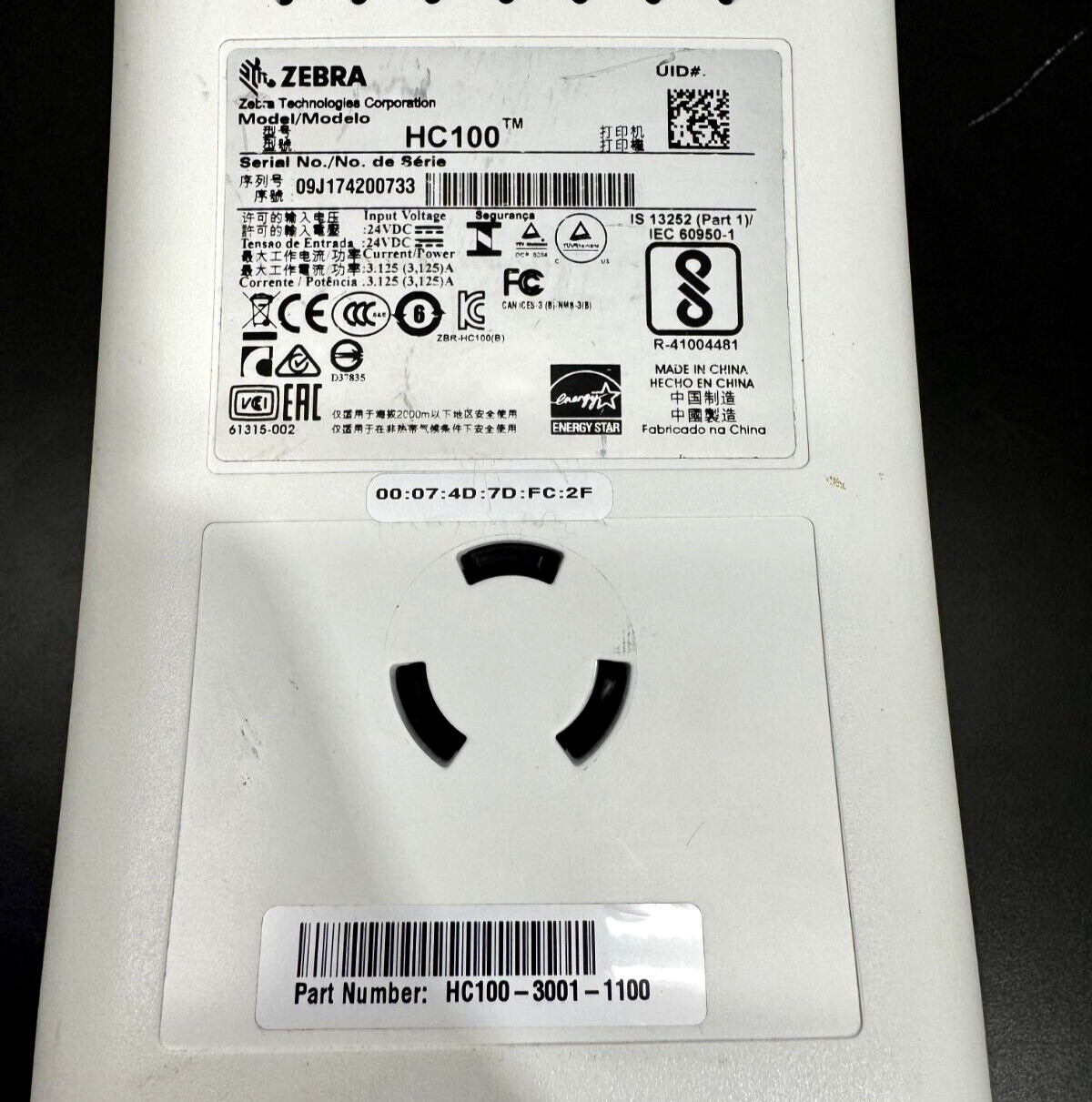 Zebra HC100-3001-1100 Direct Thermal Wristband Barcode Printer 1 Pack Label